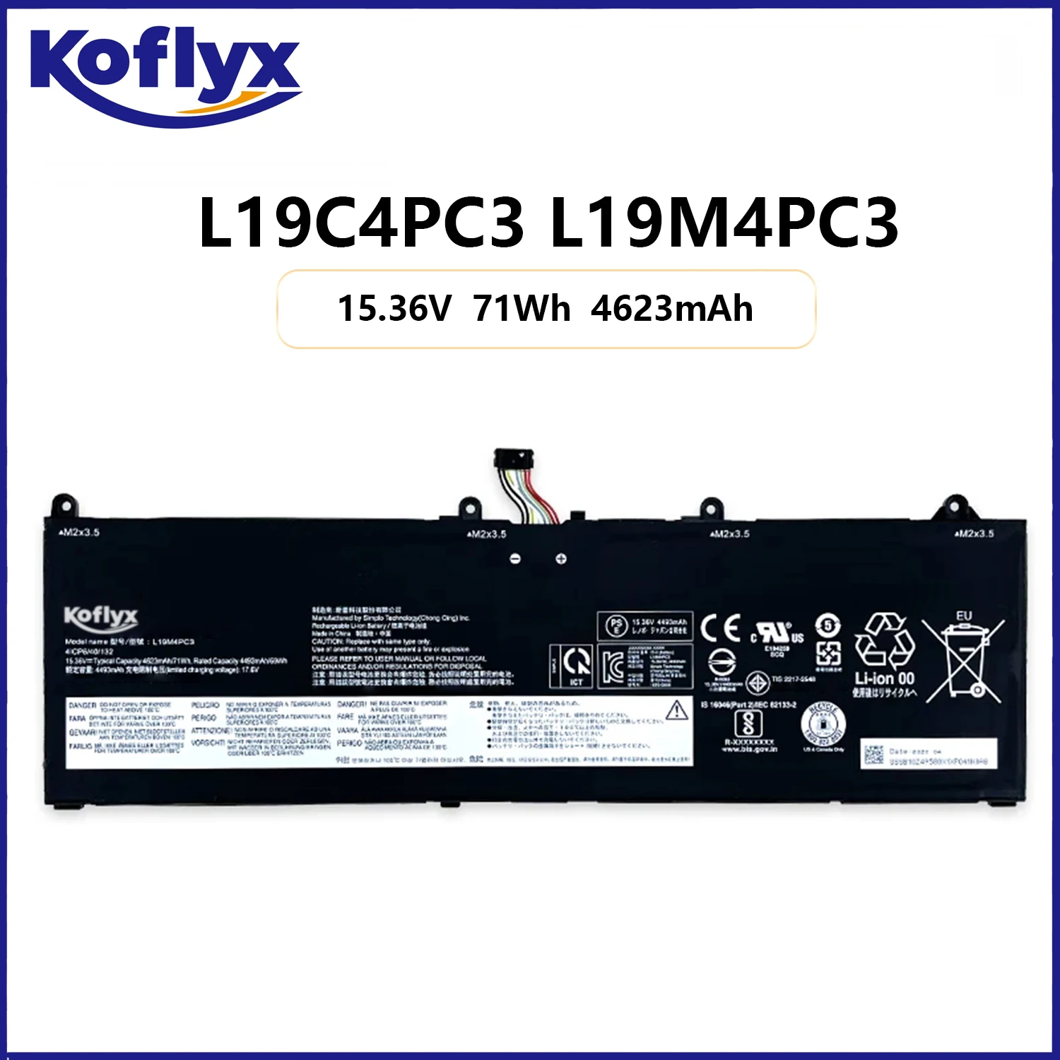 Koflyx new Laptop battery for Lenovo Legion S7-15IMH5 82BC Legion S7-15ARH5 82HM Series L19C4PC3 L19M4PC3
Koflyx new Laptop battery for Lenovo Legion S7-15IMH5 82BC Legion S7-15ARH5 82HM Series L19C4PC3 L19M4PC3