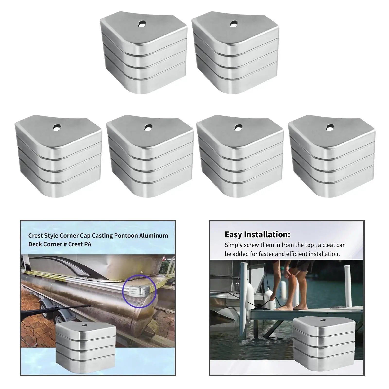 Pontoon Corner Caps Heavy Duty Aluminum 90 Degree Rounded Deck Edge Protector for Boat Dock Safety
Pontoon Corner Caps Heavy Duty Aluminum 90 Degree Rounded Deck Edge Protector for Boat Dock Safety