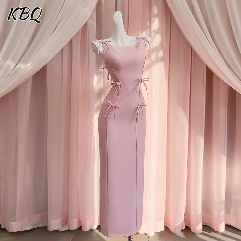 KBQ Solid Spliced Bowknot Slim Evening Dresses For Women Round Neck Sleeveless Backless French Camisole Temperament Dress Female
KBQ Solid Spliced Bowknot Slim Evening Dresses For Women Round Neck Sleeveless Backless French Camisole Temperament Dress Female