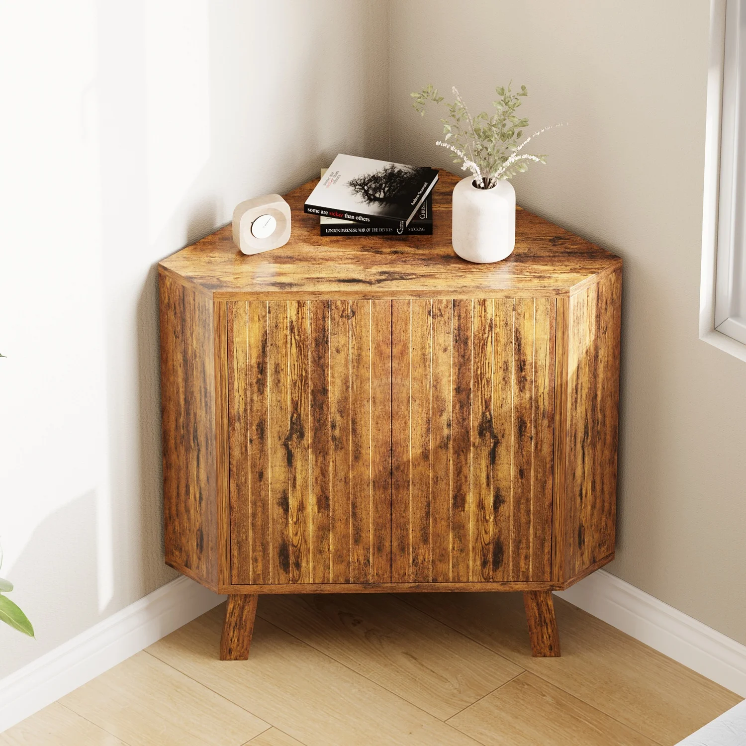 Farmhouse Corner Storage Cabinet with Adjustable Shelf,Industrial Wooden Corner Table,Corner End Table for Living Room,Kitchen
Farmhouse Corner Storage Cabinet with Adjustable Shelf,Industrial Wooden Corner Table,Corner End Table for Living Room,Kitchen