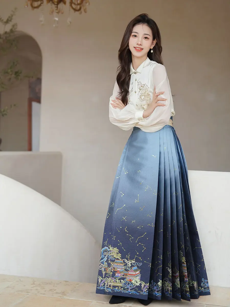 2024 summer new daily women improved hanfu elegant temperament chinese style traditional hanfu ming made horse face skirt
2024 summer new daily women improved hanfu elegant temperament chinese style traditional hanfu ming made horse face skirt