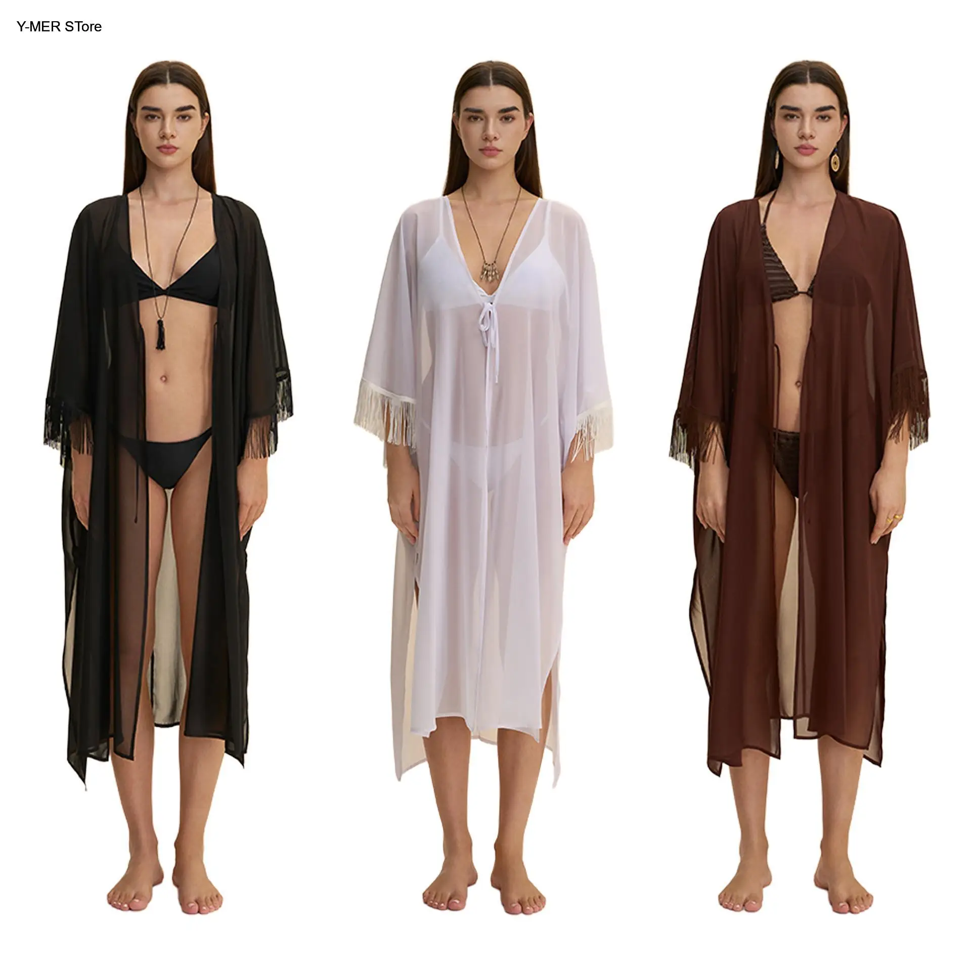 Sexy Transparent Mesh Chiffon Kimono Robe with Fringe Decor Loose Fit Women See Through Sleepwear Cover Up Night Lingerie Gown
Sexy Transparent Mesh Chiffon Kimono Robe with Fringe Decor Loose Fit Women See Through Sleepwear Cover Up Night Lingerie Gown