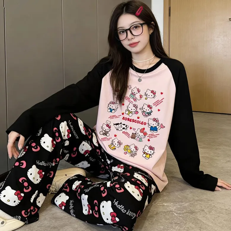 Lady Set School Pyjamas Autumn Long Sleeves Pant Nightwear Casual Home Clothes Cute Kawaii Cartoon Hello Kitty Popular Pajamas
Lady Set School Pyjamas Autumn Long Sleeves Pant Nightwear Casual Home Clothes Cute Kawaii Cartoon Hello Kitty Popular Pajamas