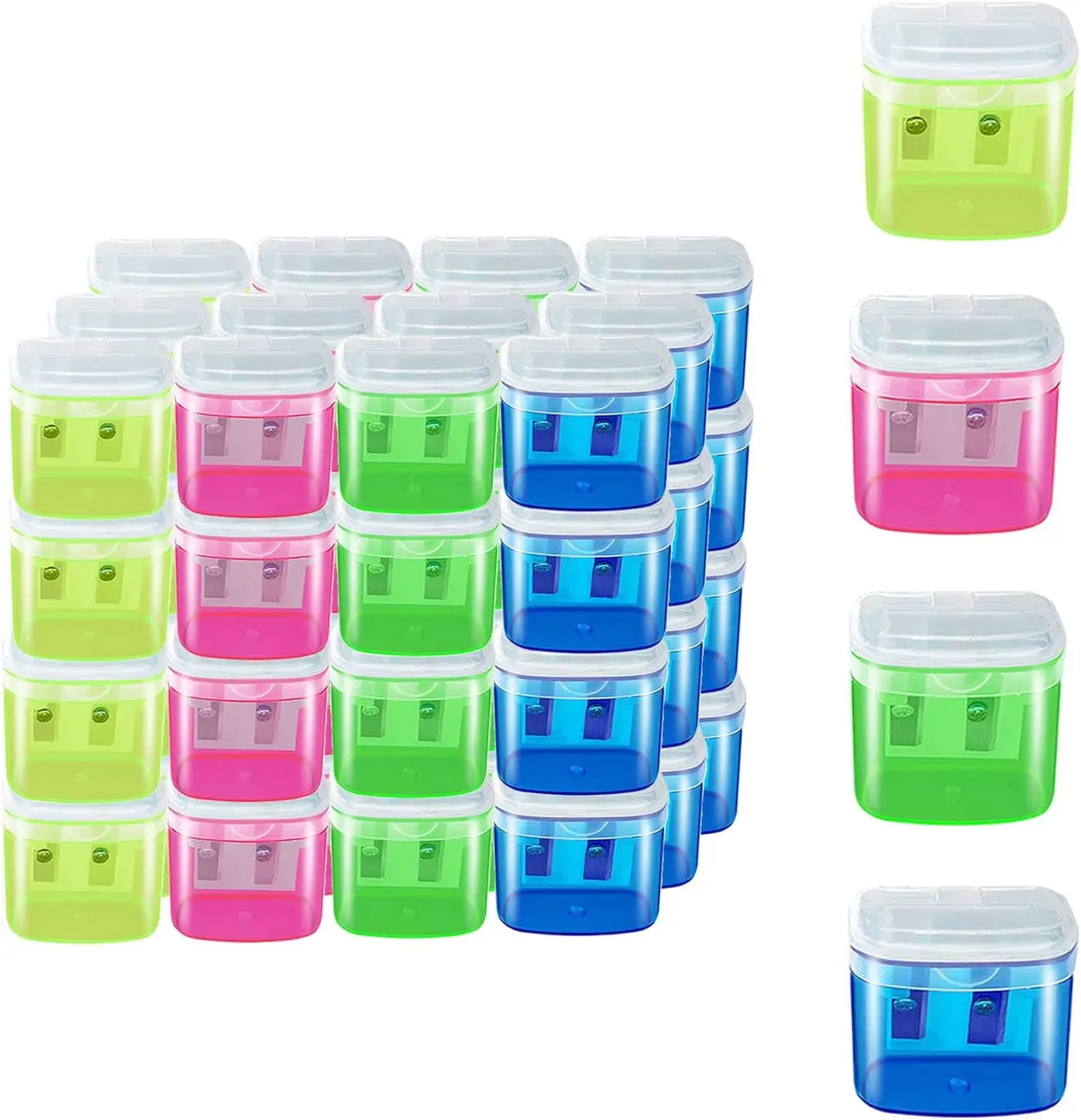 48 Pack Manual Pencil Sharpeners with Lid, 2-Hole, Assorted Colors, for School Office Home
48 Pack Manual Pencil Sharpeners with Lid, 2-Hole, Assorted Colors, for School Office Home