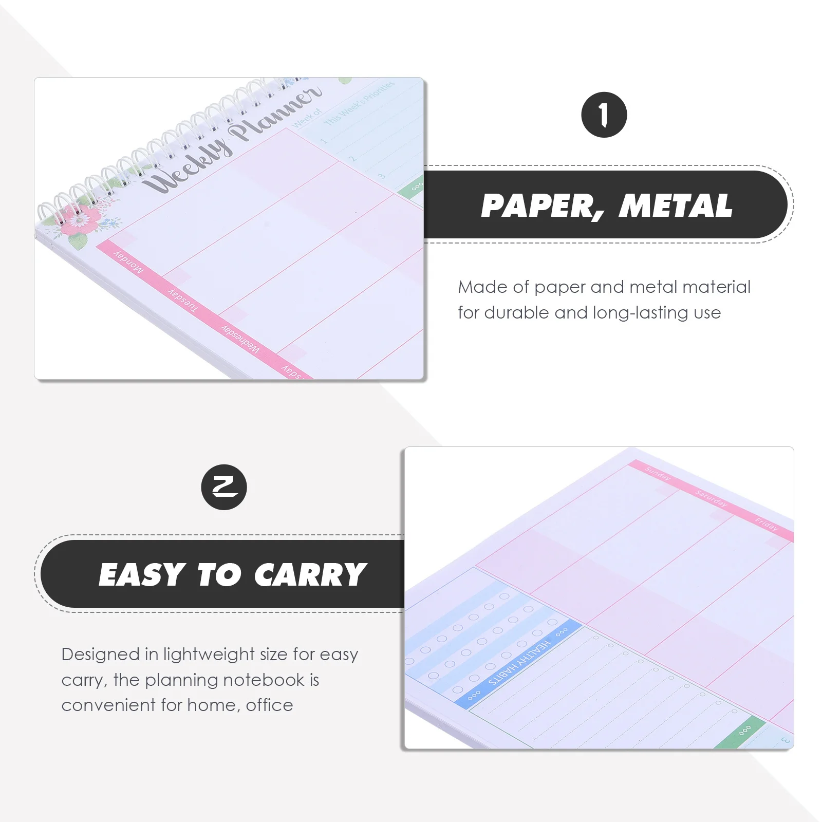 Portable Schedule Notebook Daily Planner Paper Metal Material Weekly Planning Notepad Office Travel Organizer Daily Planner
Portable Schedule Notebook Daily Planner Paper Metal Material Weekly Planning Notepad Office Travel Organizer Daily Planner