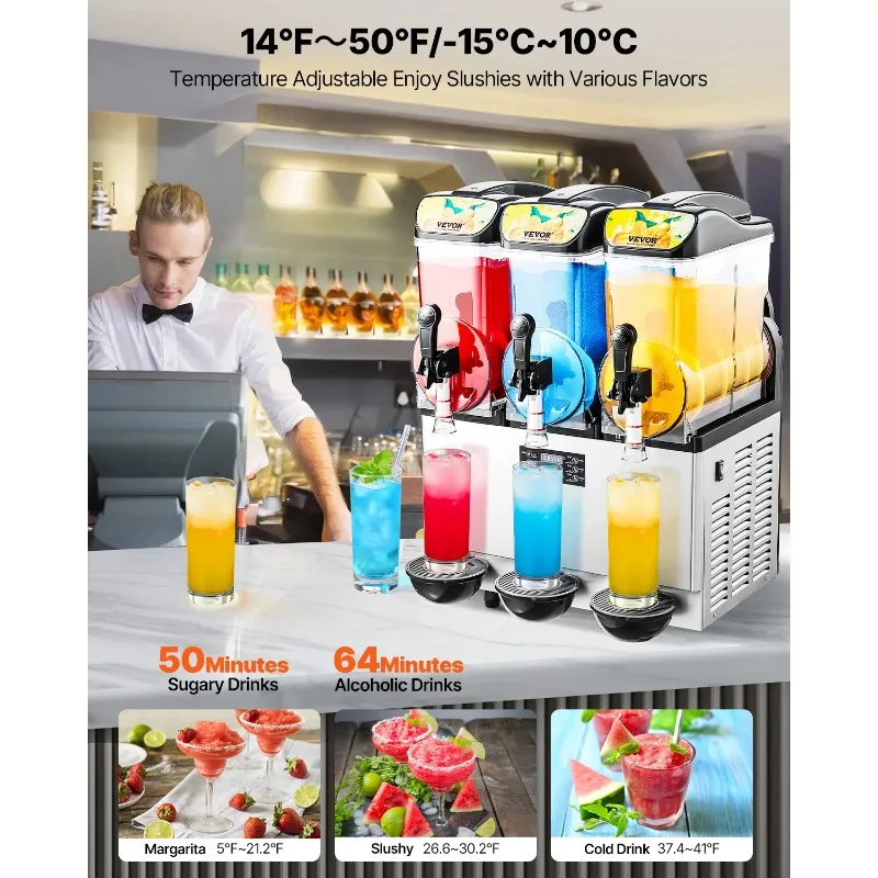【Premium】Succebuy 15L Commercial Frozen Drink Maker Triple Tank Slushy hine Slushie Maker hine for Home Party Restaurants Cafe
【Premium】Succebuy 15L Commercial Frozen Drink Maker Triple Tank Slushy hine Slushie Maker hine for Home Party Restaurants Cafe