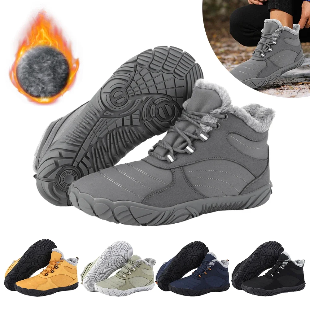 Winter Plush Barefoot Snow Boots Non Slip Outdoor Trekking Shoes Waterproof Warm Plush Minimalist Ankle Boots for Men Women 2024
Winter Plush Barefoot Snow Boots Non Slip Outdoor Trekking Shoes Waterproof Warm Plush Minimalist Ankle Boots for Men Women 2024