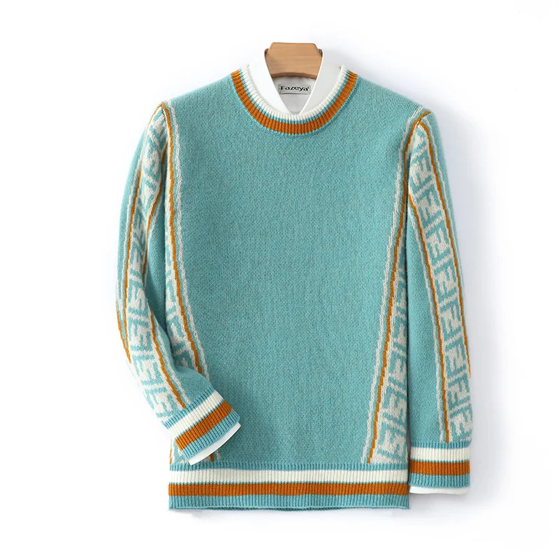 Осень-зима, свитер из 100% шерсти, мужской свитер, свободный пуловер с круглым вырезом и цветными блоками, деловая повседневная вязаная кашемировая базовая рубашка
Осень-зима, свитер из 100% шерсти, мужской свитер, свободный пуловер с круглым вырезом и цветными блоками, деловая повседневная вязаная кашемировая базовая рубашка