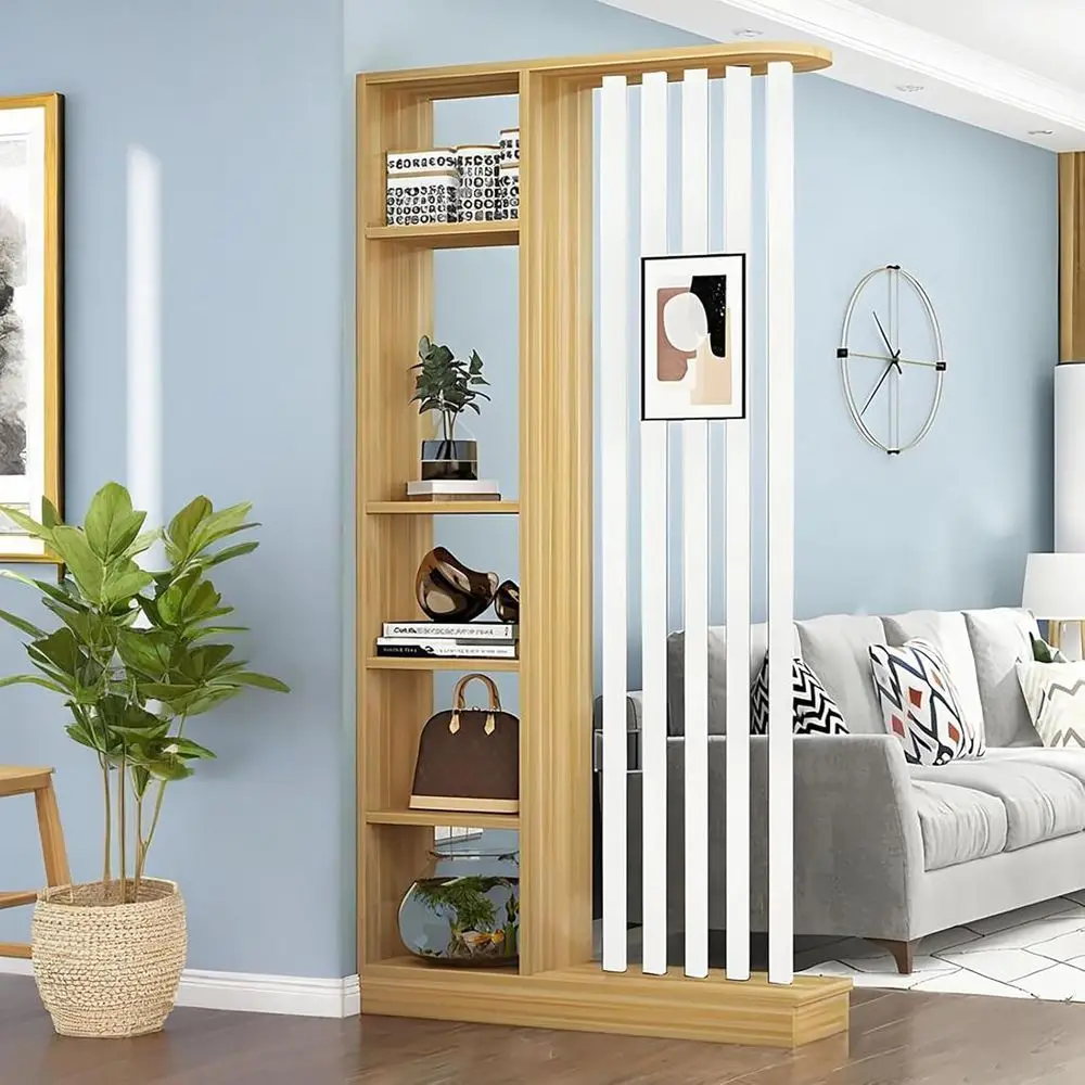 Freestanding Room Divider with Storage Shelves for Home and Office Use
Freestanding Room Divider with Storage Shelves for Home and Office Use
