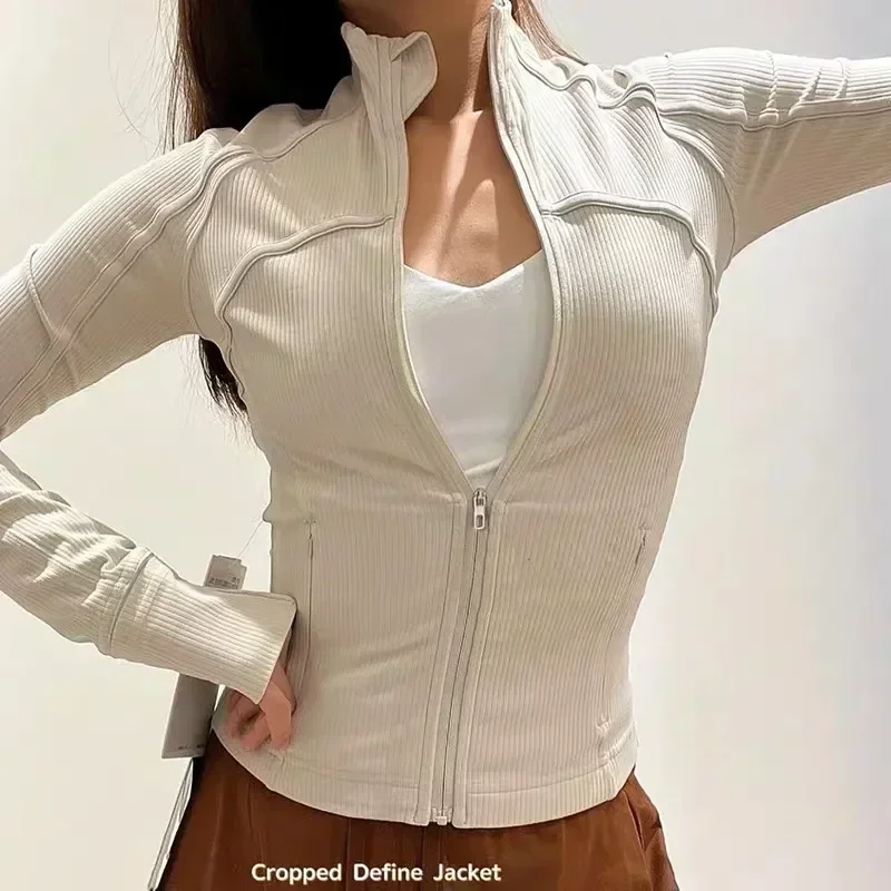 logo Women Ribbed Cropped Define Stand Neck Jacket Lightweight Breathable High Elastic Tight Sport Coat Outdoor Fitness Top
logo Women Ribbed Cropped Define Stand Neck Jacket Lightweight Breathable High Elastic Tight Sport Coat Outdoor Fitness Top