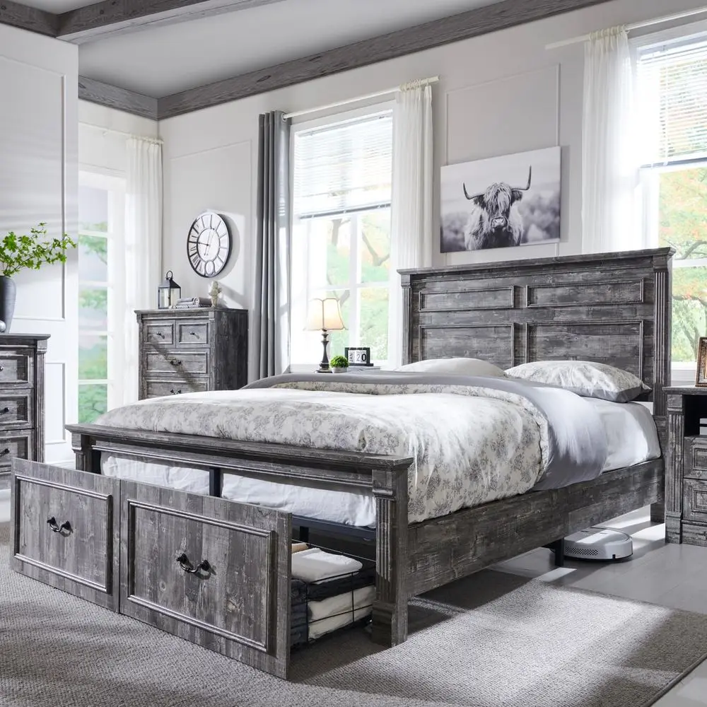 Farmhouse Queen Size Bed Frame with 51 Tall Headboard, Wood Platform Bed Frame with 20 Tall Roman Column Decoration Footboard a
Farmhouse Queen Size Bed Frame with 51 Tall Headboard, Wood Platform Bed Frame with 20 Tall Roman Column Decoration Footboard a