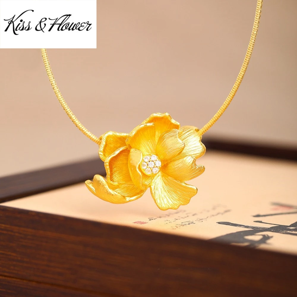 KISS&FLOWER Gold Flower Peony Necklace Pendants For Women Wedding Party Birthday Christmas Bride Mother Girl Ladies Gifts PD189
KISS&FLOWER Gold Flower Peony Necklace Pendants For Women Wedding Party Birthday Christmas Bride Mother Girl Ladies Gifts PD189