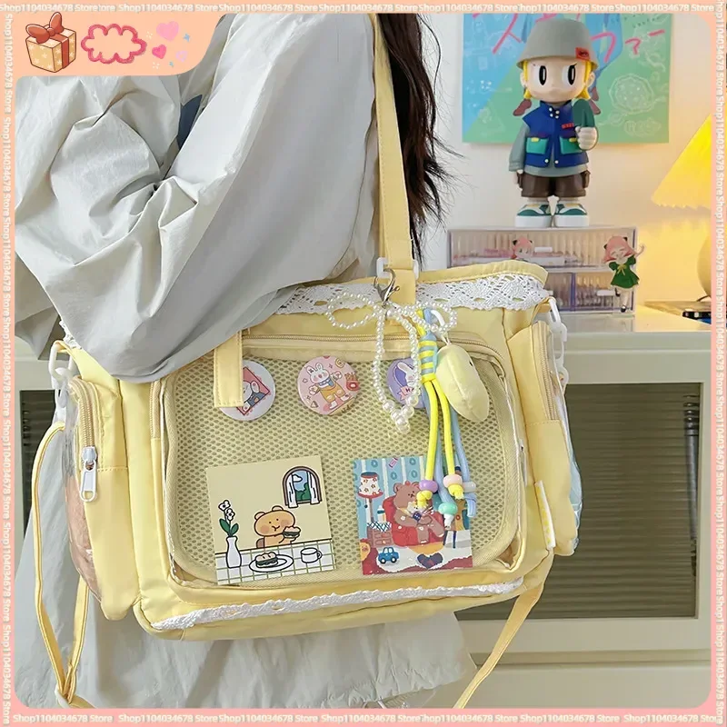 College Style Girl Crossbody Bags Transparent Pocket Solid Color Itabag Large Capacity Shoulder Lace Cotton Dolls Daily Outfit
College Style Girl Crossbody Bags Transparent Pocket Solid Color Itabag Large Capacity Shoulder Lace Cotton Dolls Daily Outfit