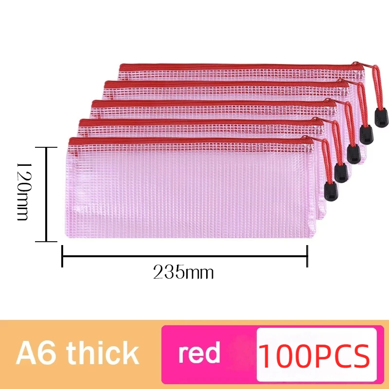A6 100pcs Mesh Zipper Pouch Document Bag Waterproof Zip File Folders School Office Supplies Pencil Case Storage Bags
A6 100pcs Mesh Zipper Pouch Document Bag Waterproof Zip File Folders School Office Supplies Pencil Case Storage Bags