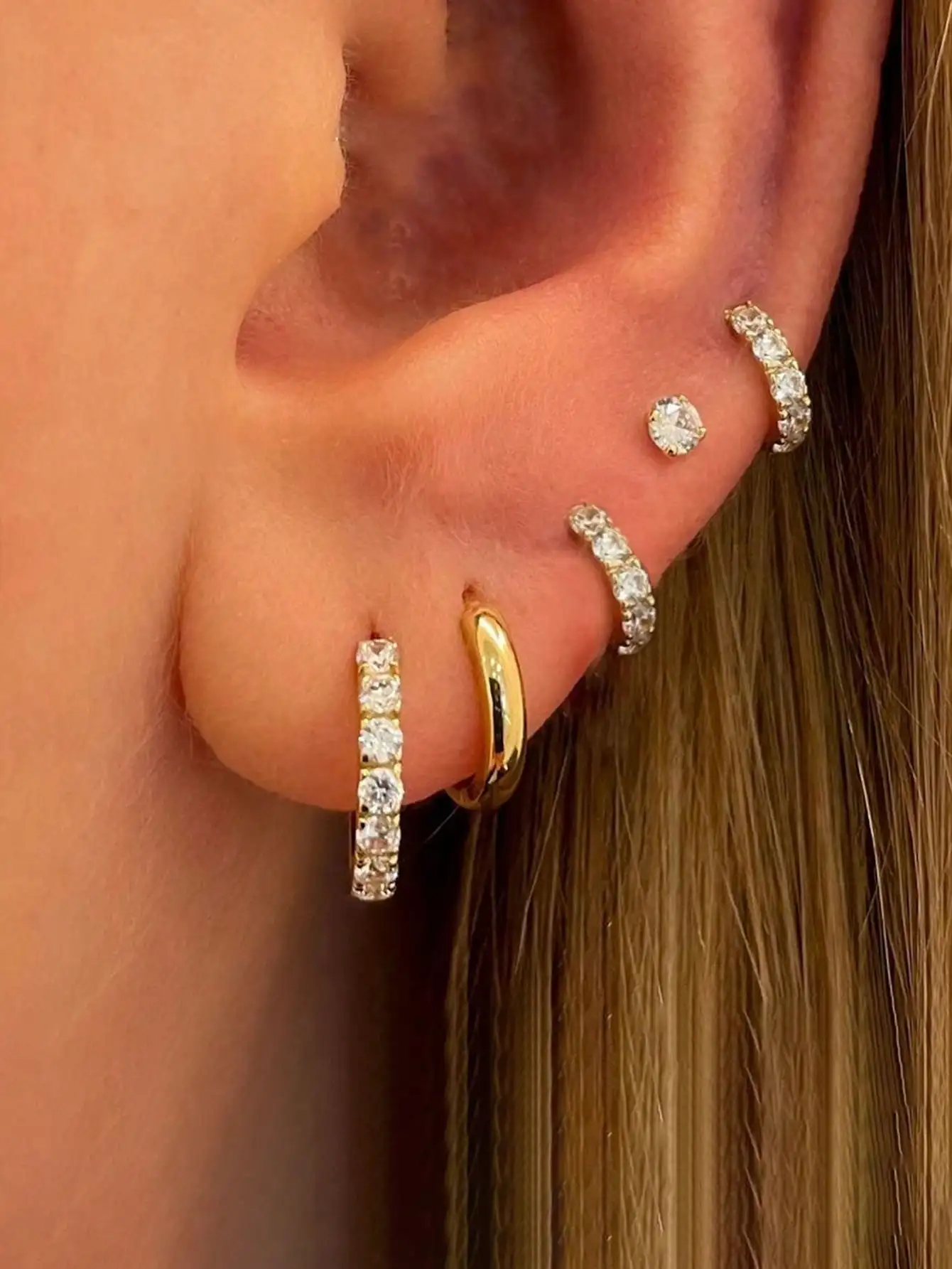 4 Pairs CZ Gold Plated Hoop & Stud Earrings Set for Women, Dainty Ear Jewelry for Lobe, Cartilage, Helix Piercings
4 Pairs CZ Gold Plated Hoop & Stud Earrings Set for Women, Dainty Ear Jewelry for Lobe, Cartilage, Helix Piercings