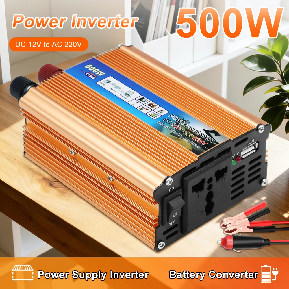 Auto Power Supply Inverter DC 12V To AC 220V USB Voltage Transformer Battery Converter 500W Car Power Inverter
Auto Power Supply Inverter DC 12V To AC 220V USB Voltage Transformer Battery Converter 500W Car Power Inverter