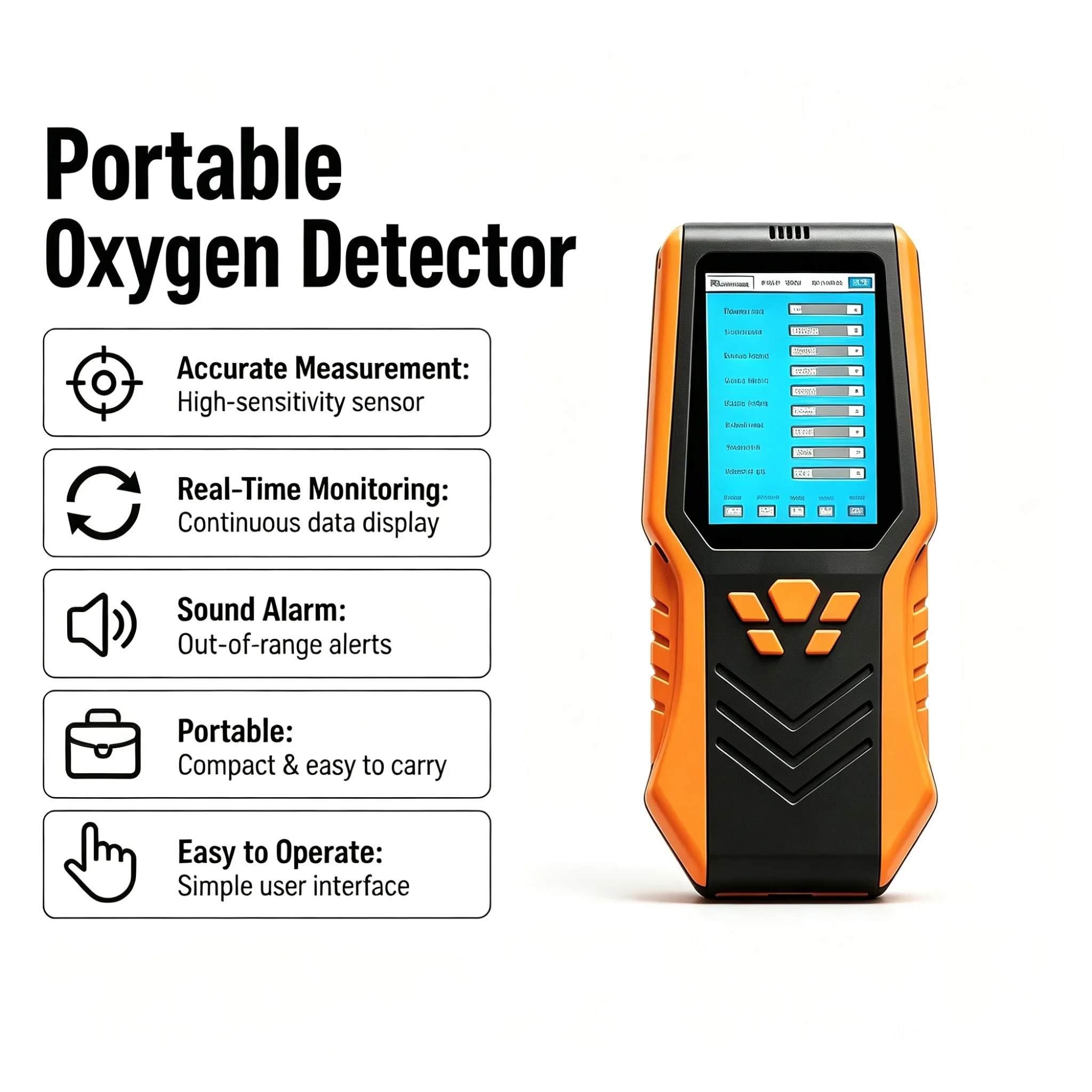 Oxygen Detector Air Quality Monitor 0-30%Vol O2 Temperature Humidity Tester Sound Alarm Rechargeable for Home Industrial Use
Oxygen Detector Air Quality Monitor 0-30%Vol O2 Temperature Humidity Tester Sound Alarm Rechargeable for Home Industrial Use