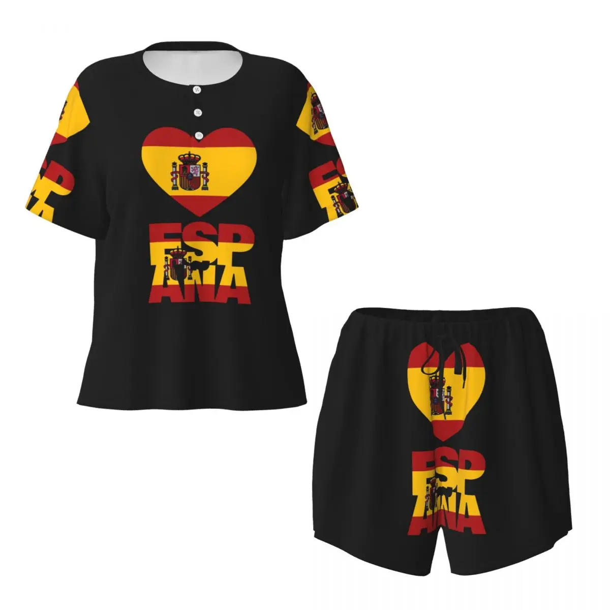 Spain Flag Map Round Neck Short Sleeve Nightgowns for Sleeping Sleepshirts Women Loose Pajama Set Short Pants
Spain Flag Map Round Neck Short Sleeve Nightgowns for Sleeping Sleepshirts Women Loose Pajama Set Short Pants