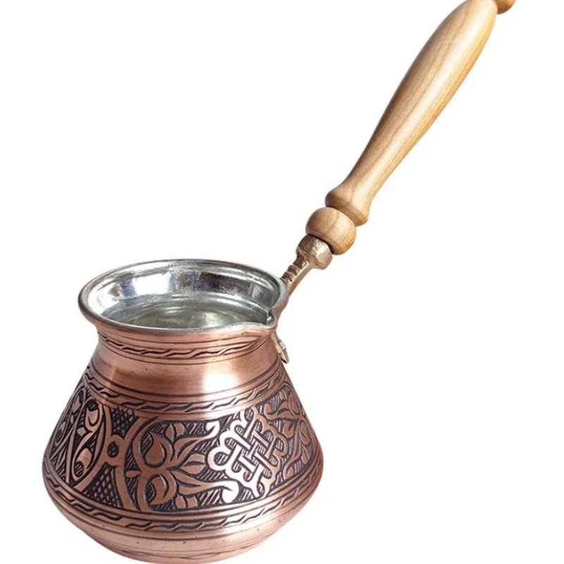 Spot Turkey imported thickened handmade carved copper coffee pot boiling pot European retro precious metal textured
Spot Turkey imported thickened handmade carved copper coffee pot boiling pot European retro precious metal textured