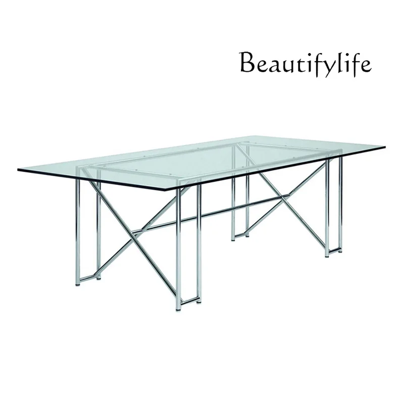 Italian modern dining table rectangular stainless steel dining table glass dining room living room office
Italian modern dining table rectangular stainless steel dining table glass dining room living room office