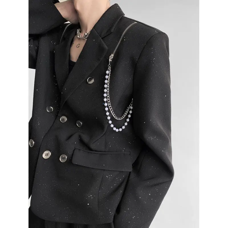 Men's Autumn Winter Pearl Decorated Metal Suit Jaet Faionable Casual Wear Stand Fit Long Sve Classic Lapel Coat
Men's Autumn Winter Pearl Decorated Metal Suit Jaet Faionable Casual Wear Stand Fit Long Sve Classic Lapel Coat