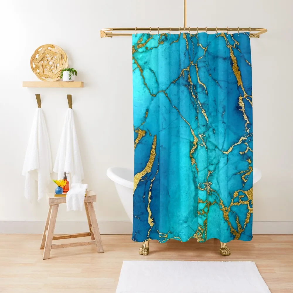 Teal Blue Faux Marble and Gold Glitter Veins Shower Curtain For Shower Washable Waterproof Fabric Shower Bathroom Decor Curtain
Teal Blue Faux Marble and Gold Glitter Veins Shower Curtain For Shower Washable Waterproof Fabric Shower Bathroom Decor Curtain