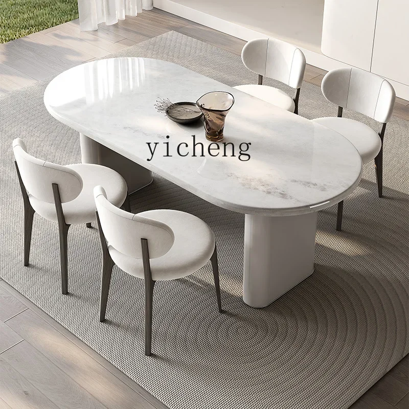 BB dining table Modern minimalist French cream imported high-end white marble oval dining table
BB dining table Modern minimalist French cream imported high-end white marble oval dining table