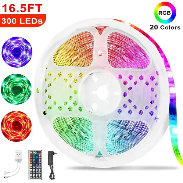 Светодиодная лента на 300 светодиодов, 5 м/16,5 футов, 20 цветов RGB, IP65, водонепроницаемая, с пультом ДУ
Светодиодная лента на 300 светодиодов, 5 м/16,5 футов, 20 цветов RGB, IP65, водонепроницаемая, с пультом ДУ