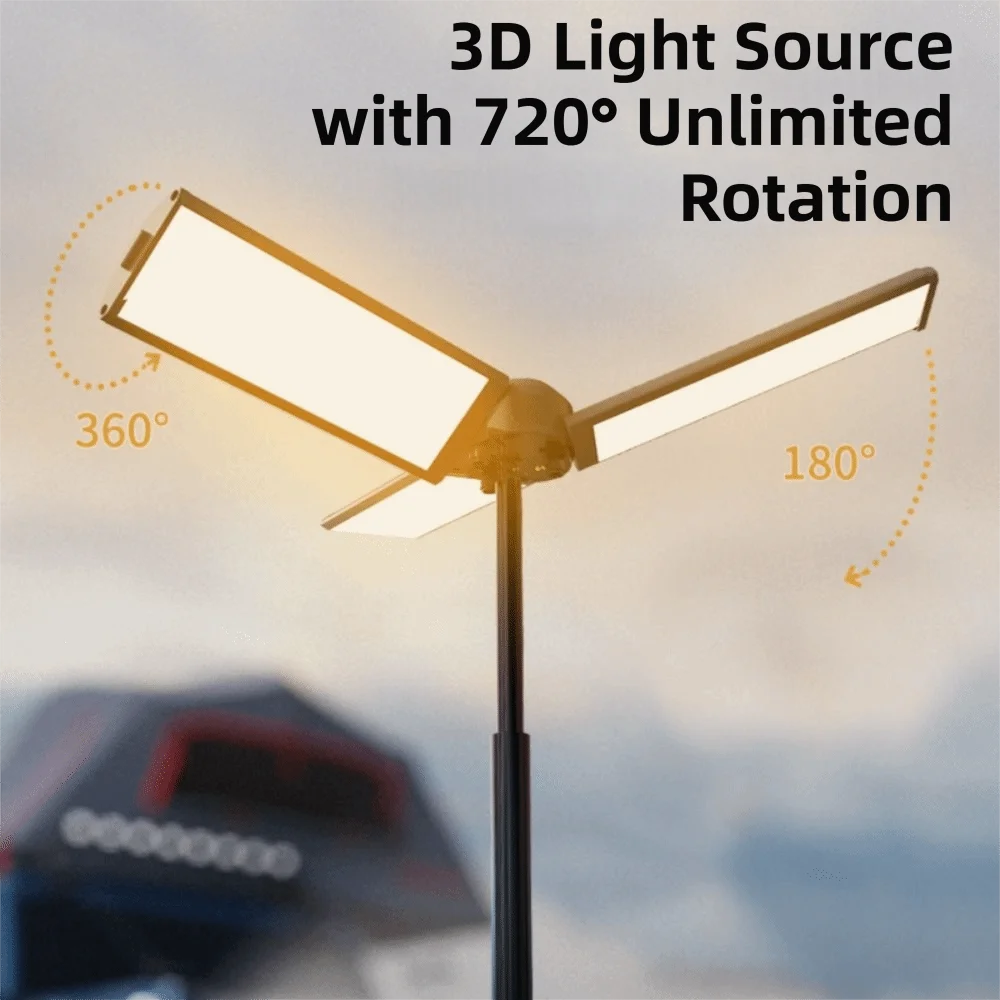LED Light Source Folding Camping Light Stepless Dimming Multi-color Lighting Built-in Power Bank Lamp Triangle Stand Base
LED Light Source Folding Camping Light Stepless Dimming Multi-color Lighting Built-in Power Bank Lamp Triangle Stand Base