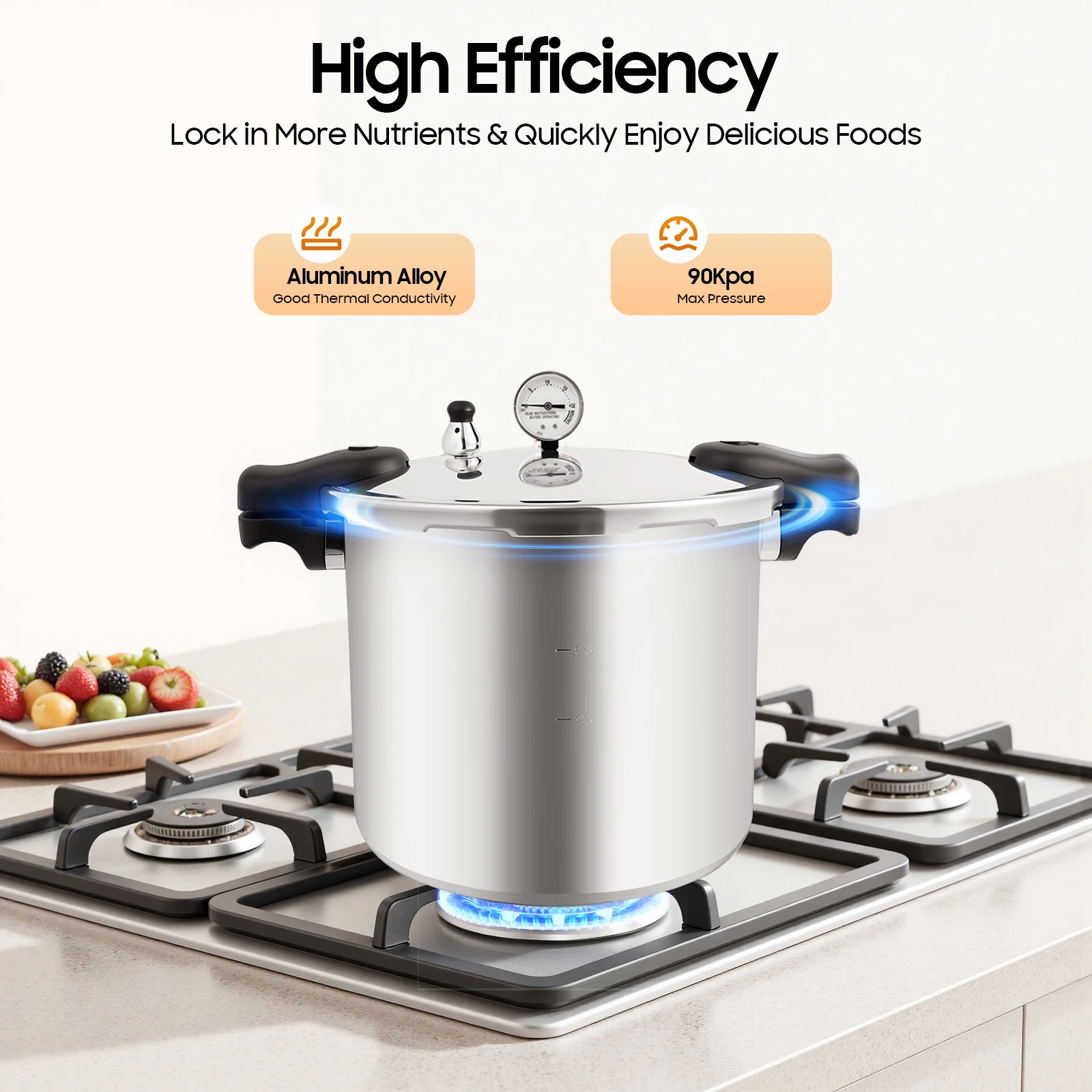 Thickened Explosion-Proof Pressure Cooker | 22L Capacity, 90Kpa Max Pressure, Aluminium Alloy, Silver
Thickened Explosion-Proof Pressure Cooker | 22L Capacity, 90Kpa Max Pressure, Aluminium Alloy, Silver