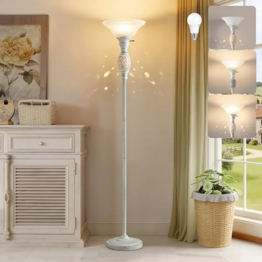 70" Torchiere Floor Lamp with NightLight - Floor Lamps for Living Room Bedroom Office - Vintage Floor lamp with Rotary Switch a
70" Torchiere Floor Lamp with NightLight - Floor Lamps for Living Room Bedroom Office - Vintage Floor lamp with Rotary Switch a
