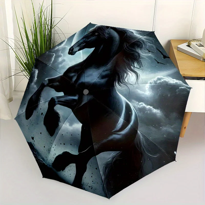 Black Stallion Automatic Open/Close Umbrella - Windproof, Portable Folding Design with 8-Rib Durability, Elegant Horse Silhoue
Black Stallion Automatic Open/Close Umbrella - Windproof, Portable Folding Design with 8-Rib Durability, Elegant Horse Silhoue