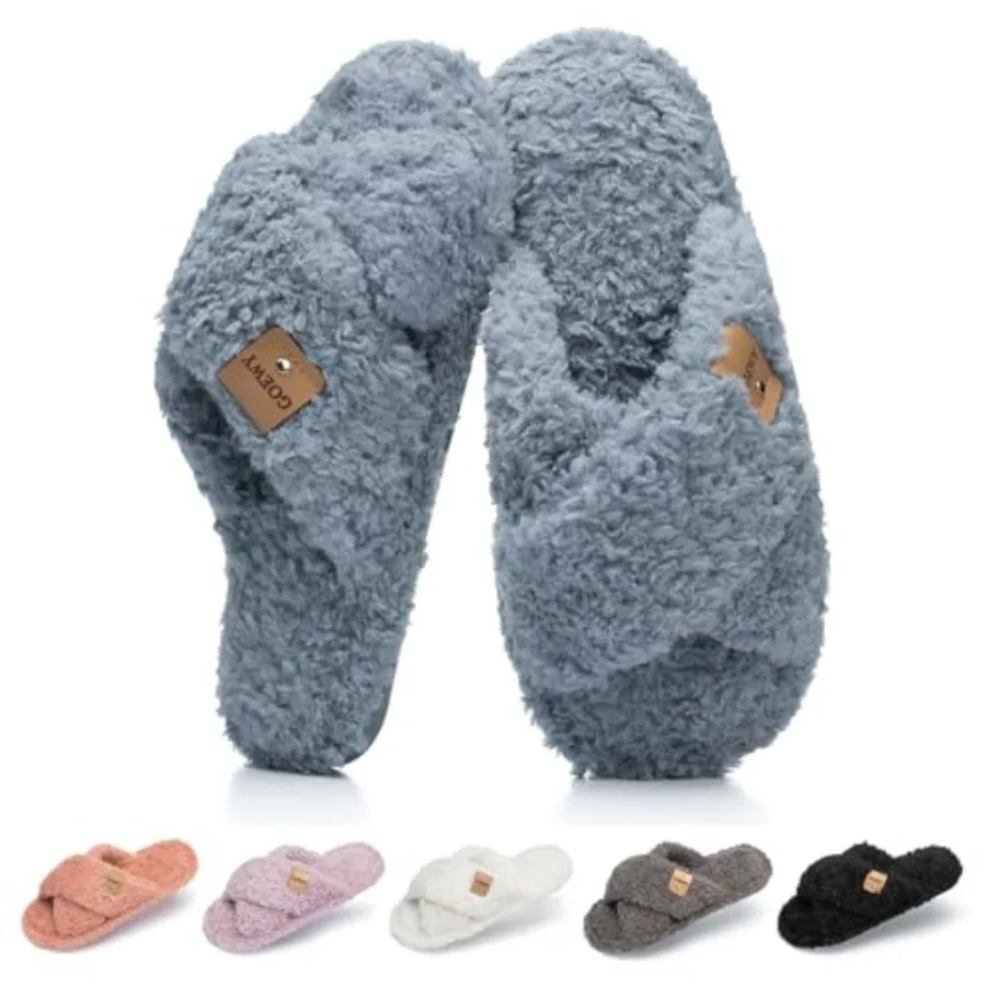 GOEWY Fuzzy Open Toe Slippers for Women Indoor and Outdoor with Memory Foam Cozy Cross Band Women's Slipper Cute Soft House Sho
GOEWY Fuzzy Open Toe Slippers for Women Indoor and Outdoor with Memory Foam Cozy Cross Band Women's Slipper Cute Soft House Sho
