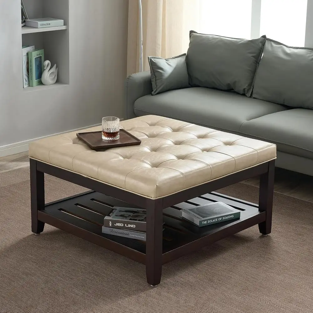 Большой квадратный кофейный столик-оттоманка с местом для хранения, обитой тканью с пуговицами, с массивной деревянной столешницей, подходит для гостиной, цвет слоновой кости
Большой квадратный кофейный столик-оттоманка с местом для хранения, обитой тканью с пуговицами, с массивной деревянной столешницей, подходит для гостиной, цвет слоновой кости