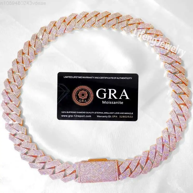 Custom 20mm 4-Rows 925 Sterling Silver Rose Gold Cuban Link Chain for Men Full Iced Hip Hop Diamond Moissanite Fine Necklaces
Custom 20mm 4-Rows 925 Sterling Silver Rose Gold Cuban Link Chain for Men Full Iced Hip Hop Diamond Moissanite Fine Necklaces