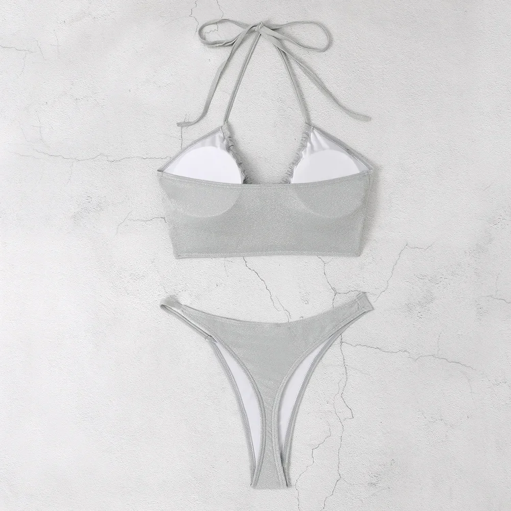 Sexy Silver Gray Bikini 2025 Halter Women Swimsuit Female Swimwear Micro Thong Bikinis Set Bather Beachwear Bathing Suit Pool
Sexy Silver Gray Bikini 2025 Halter Women Swimsuit Female Swimwear Micro Thong Bikinis Set Bather Beachwear Bathing Suit Pool