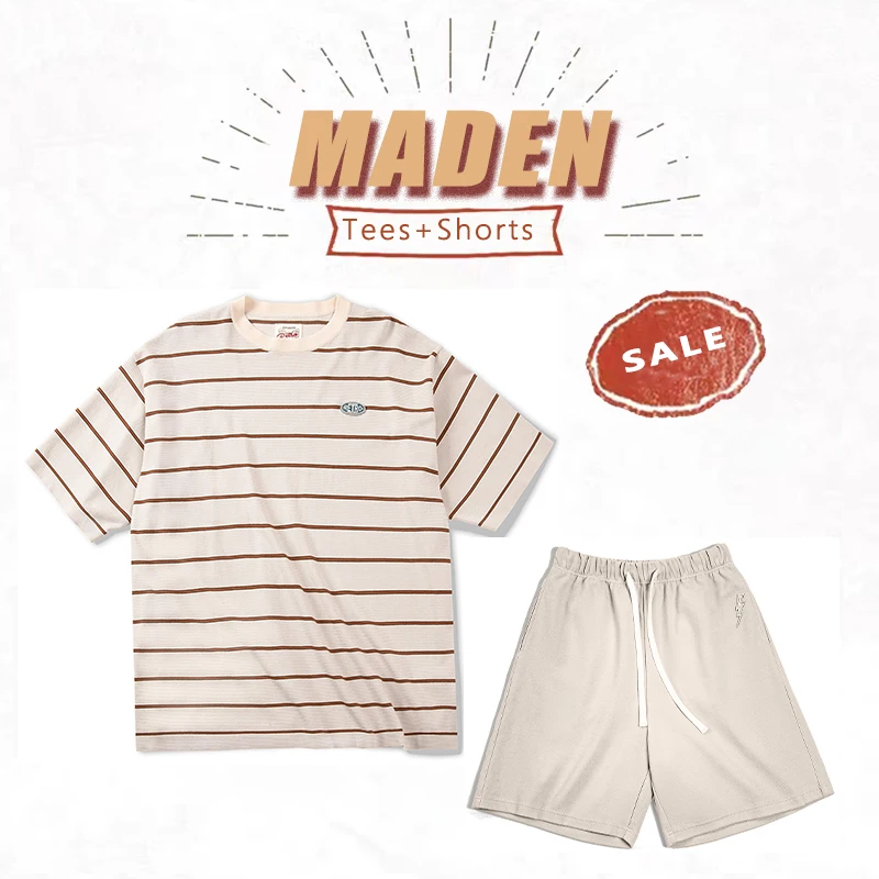Maden Vintage Pinstripes T Shirt and Shorts Set 2023 Summer Men's 2 Piece Outfits Casual Sports Shorts Short Sleeve Tracksuit
Maden Vintage Pinstripes T Shirt and Shorts Set 2023 Summer Men's 2 Piece Outfits Casual Sports Shorts Short Sleeve Tracksuit