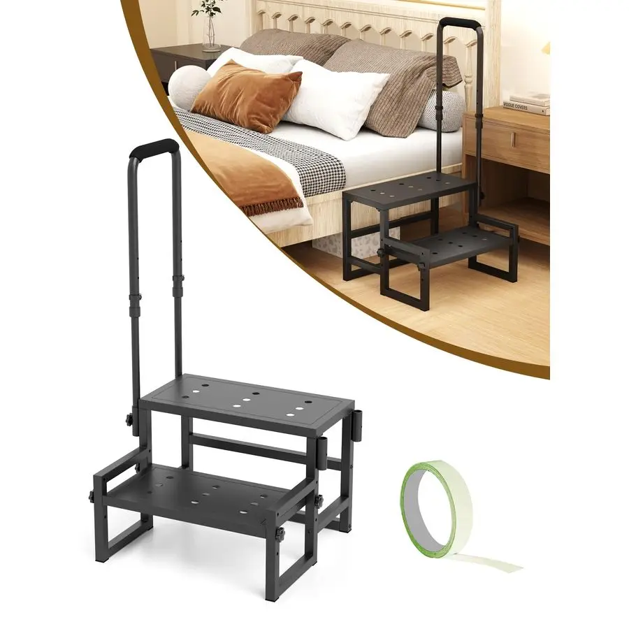 Duty 2 Step Stool for Adults, Step Stool with Handle for Elderly, Bedside Steps with Adjustable Handrail for High Beds, Kitchen,
Duty 2 Step Stool for Adults, Step Stool with Handle for Elderly, Bedside Steps with Adjustable Handrail for High Beds, Kitchen,