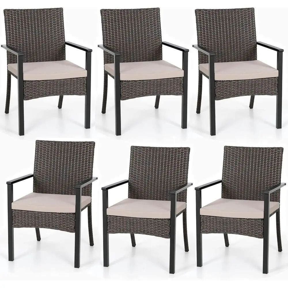Outdoor Wicker Chairs Set o 6, Rattan Covered Metal Armchairs with Removable Cushion, Heavy Duty urniture Set or Patio, Deck, Po
Outdoor Wicker Chairs Set o 6, Rattan Covered Metal Armchairs with Removable Cushion, Heavy Duty urniture Set or Patio, Deck, Po
