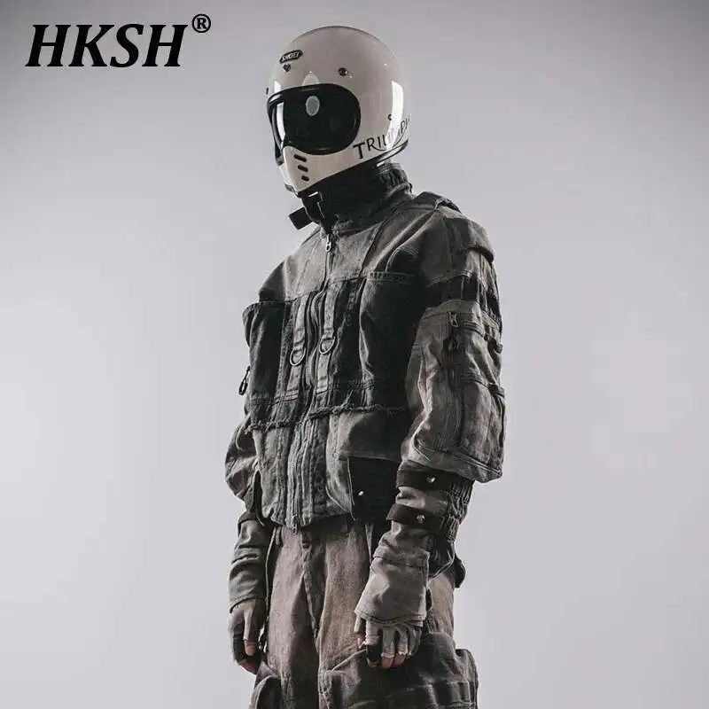 HKSH Autumn Winter New Men's Tide Punk Heavy Crafted Washed Outdated Short Silhouette Mech Pocket Motorcycle Retro Jacket HK2389
HKSH Autumn Winter New Men's Tide Punk Heavy Crafted Washed Outdated Short Silhouette Mech Pocket Motorcycle Retro Jacket HK2389