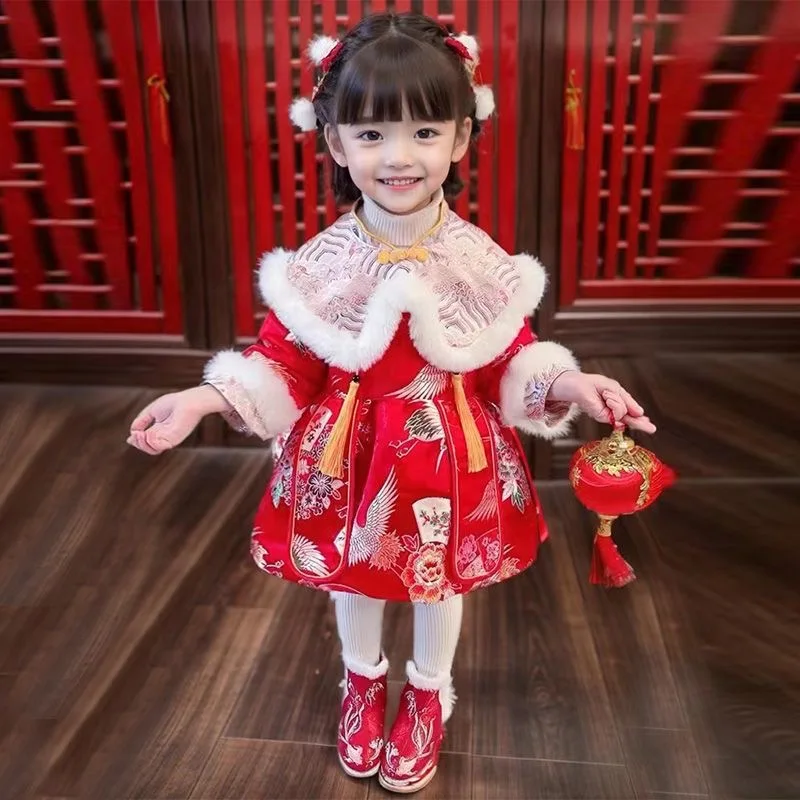 Fleecing Girls Chinese Style New Year Chesongam Cute Crane Embroidery Kids Party Dresses Children's Thickened Birthday Gifts
Fleecing Girls Chinese Style New Year Chesongam Cute Crane Embroidery Kids Party Dresses Children's Thickened Birthday Gifts