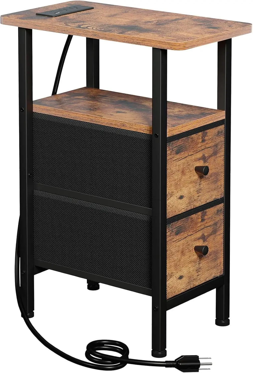 Narrow End Table Living Room with Charging Station, Skinny Side Table with Fabric Drawers, Slim Nightstand for Bedroom, Small
Narrow End Table Living Room with Charging Station, Skinny Side Table with Fabric Drawers, Slim Nightstand for Bedroom, Small
