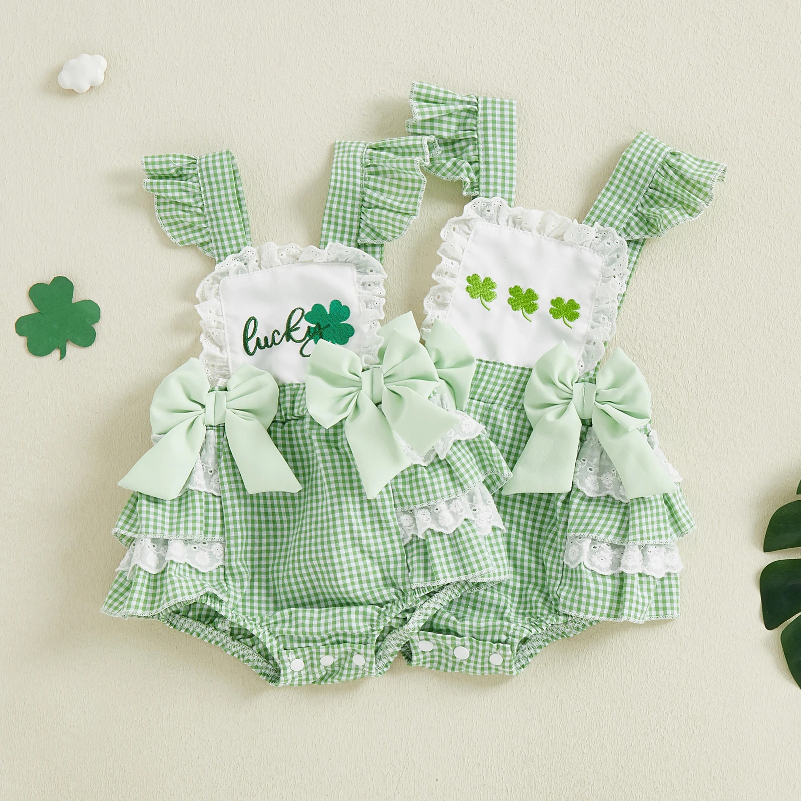 Tregren 0-18M Infant Newborn Baby Girl Irish Romper Summer Cute Shamrock Embroidery Flying Sleeve Plaid Jumpsuit Clothes
Tregren 0-18M Infant Newborn Baby Girl Irish Romper Summer Cute Shamrock Embroidery Flying Sleeve Plaid Jumpsuit Clothes