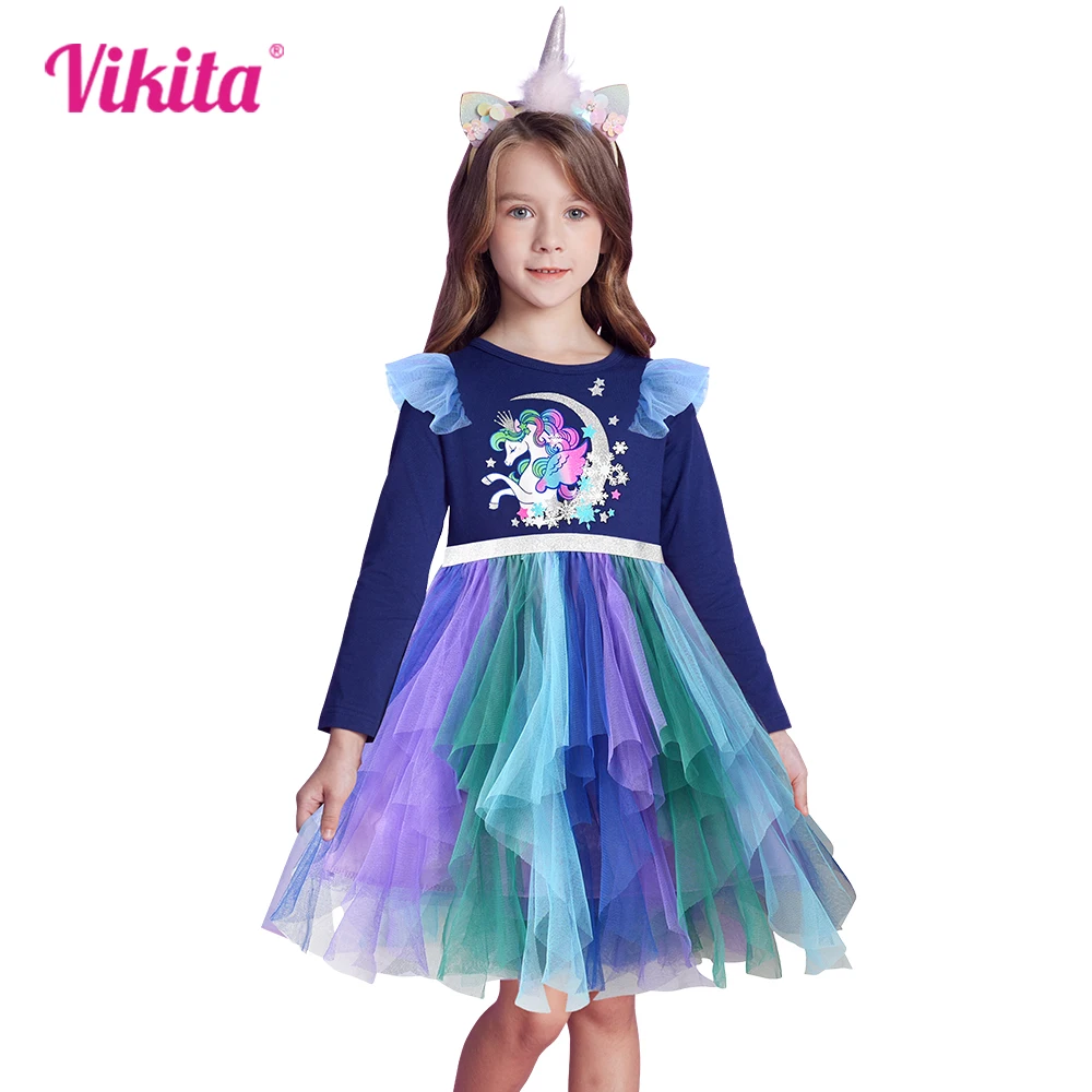 VIKITA Kids Tutu Dress Girls Licorne Cartoon Print Autumn Spring Dresses Girls Mesh Tulle Layered Irregular Princess Dresses
VIKITA Kids Tutu Dress Girls Licorne Cartoon Print Autumn Spring Dresses Girls Mesh Tulle Layered Irregular Princess Dresses