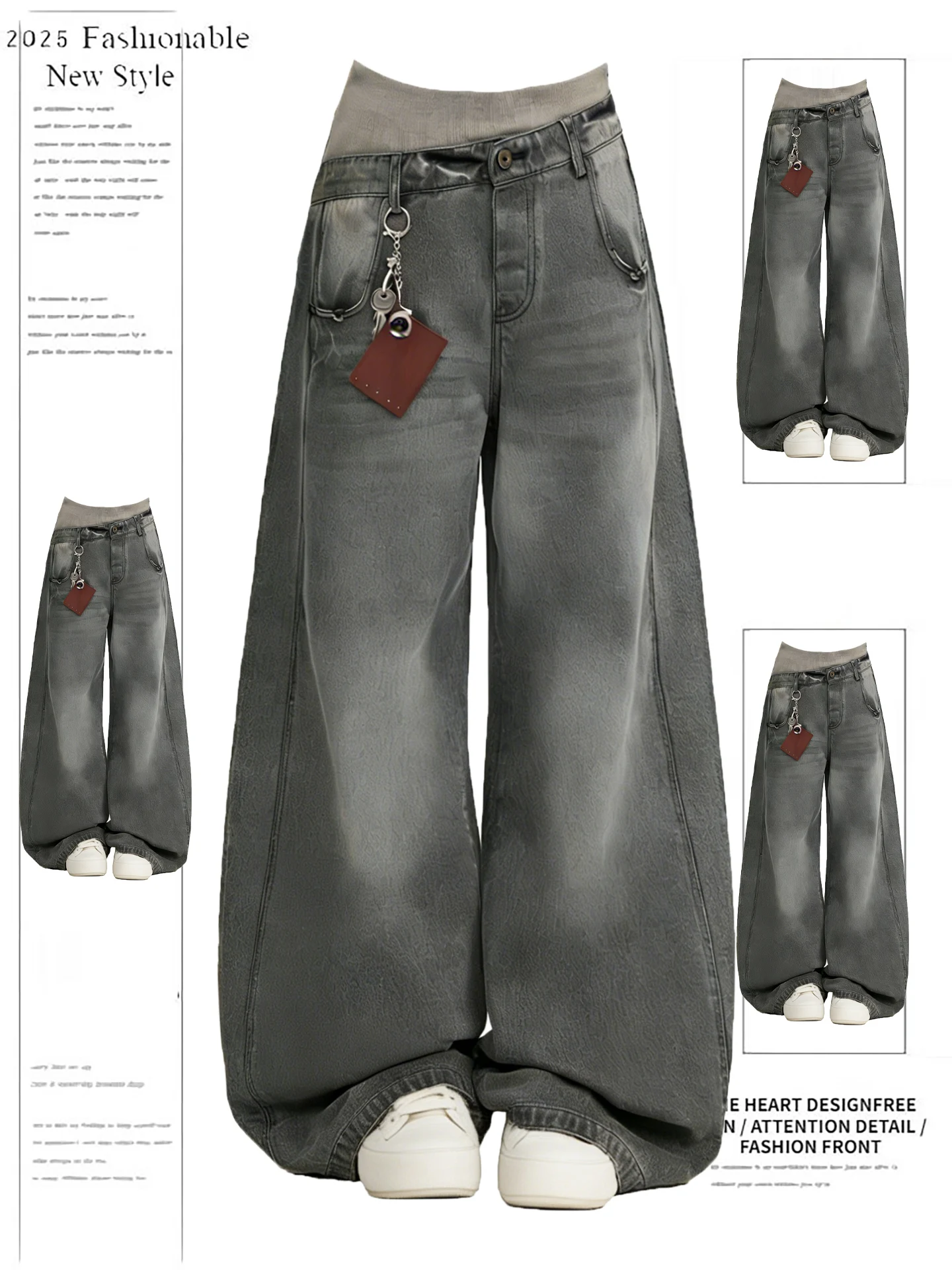 Retro Grey Denim Pants Women's Loose Straight Leg Trousers Double Waist Spring New Style Casual Wear Comfortable Soft Denim
Retro Grey Denim Pants Women's Loose Straight Leg Trousers Double Waist Spring New Style Casual Wear Comfortable Soft Denim