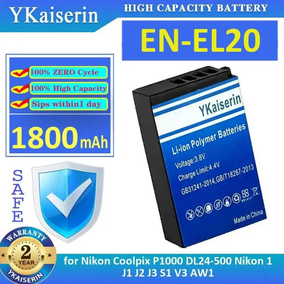 EN-EL20 большой емкости 1800 мАч для Nikon Coolpix P1000 DL24-500 1 J1 J2 J3 S1 V3 AW1 аккумулятор для камеры
EN-EL20 большой емкости 1800 мАч для Nikon Coolpix P1000 DL24-500 1 J1 J2 J3 S1 V3 AW1 аккумулятор для камеры