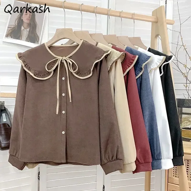 Vintage Gentle Shirts Women Peter Pan Collar French Style College Loose Literary Lace-up Sweet Autumn Designed Popular All-match
Vintage Gentle Shirts Women Peter Pan Collar French Style College Loose Literary Lace-up Sweet Autumn Designed Popular All-match