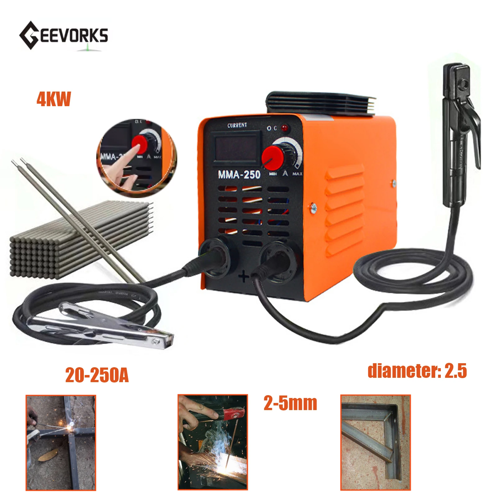 4000W MMA-250 Portable Welding Machine Inverter Arc Electric Welder Current Adjustable Compact Welding Machine EU Plug
4000W MMA-250 Portable Welding Machine Inverter Arc Electric Welder Current Adjustable Compact Welding Machine EU Plug