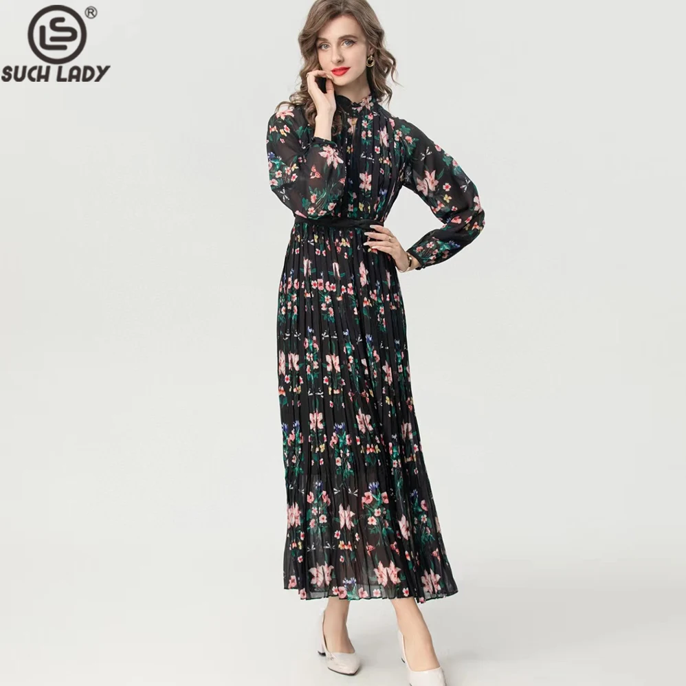 Women's Dresses Ruffled Collar Long Sleeves Floral Printed Pleated Elegant Fashion Casual Vestidos
Women's Dresses Ruffled Collar Long Sleeves Floral Printed Pleated Elegant Fashion Casual Vestidos