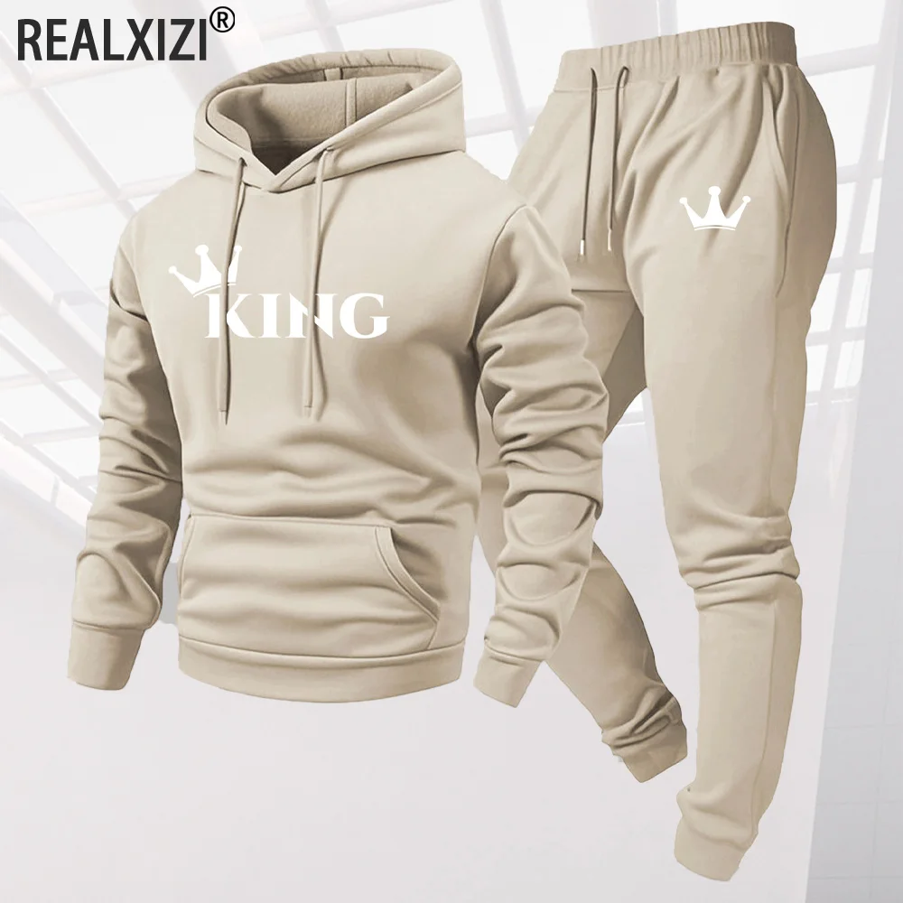 KING Print Men Tracksuit Hooded Sweatshirt Sweatpants Set Autumn winter Casual Fitness Jogging Sports Two-Piece Unisex Outfit
KING Print Men Tracksuit Hooded Sweatshirt Sweatpants Set Autumn winter Casual Fitness Jogging Sports Two-Piece Unisex Outfit